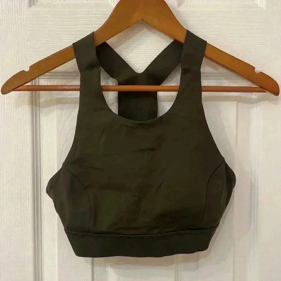 Lululemon Racer Back Sports Bra Dark Olive Green Size 6 - Picture 1 of 5
